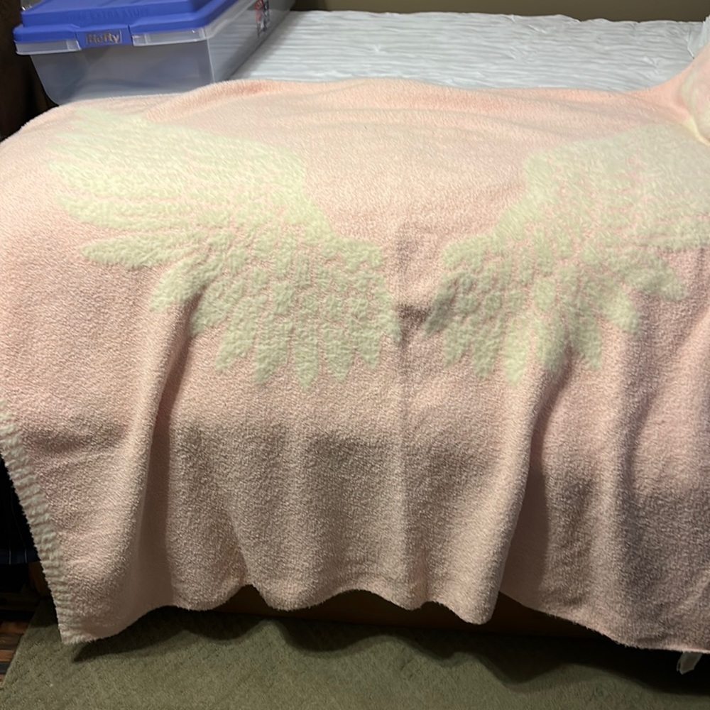 Pink Angel Wings Knitted Throw Blanket. Super soft